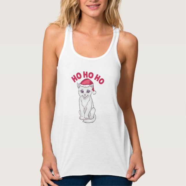 Christmas Cat Ho Ho Ho Tank Top (Vorderseite)