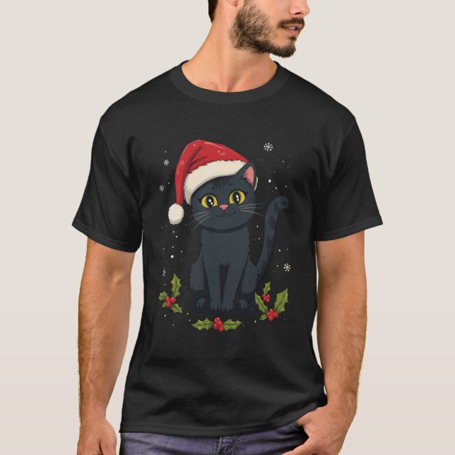 Christmas Cat Holiday T-Shirt (Vorderseite)