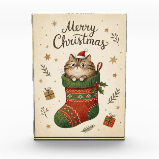 Christmas Cat in Stocking Fotoblock