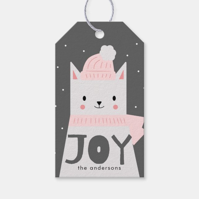 Christmas Cat JOY Custom Geschenkanhänger (Vorderseite)