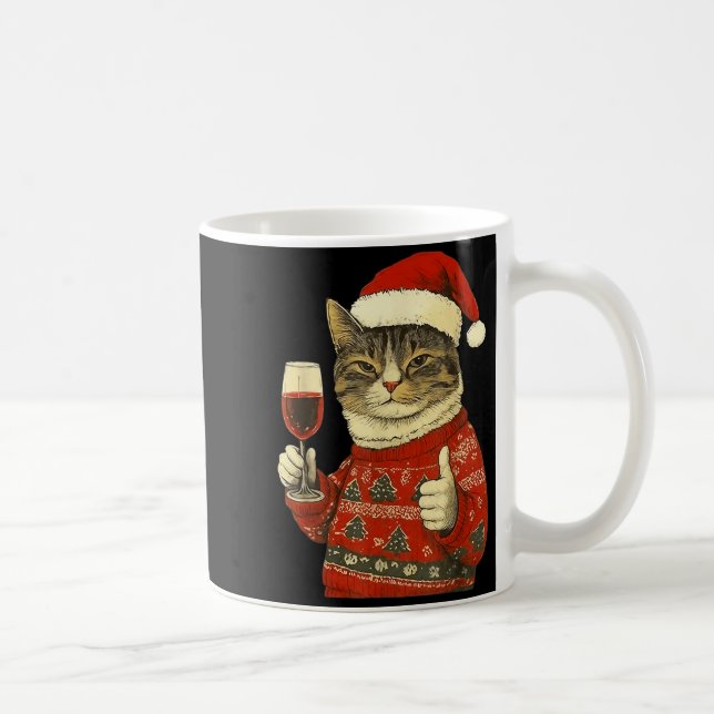Christmas Cat Likes Cute Cat Drinking Wine With Sa Kaffeetasse (Rechts)