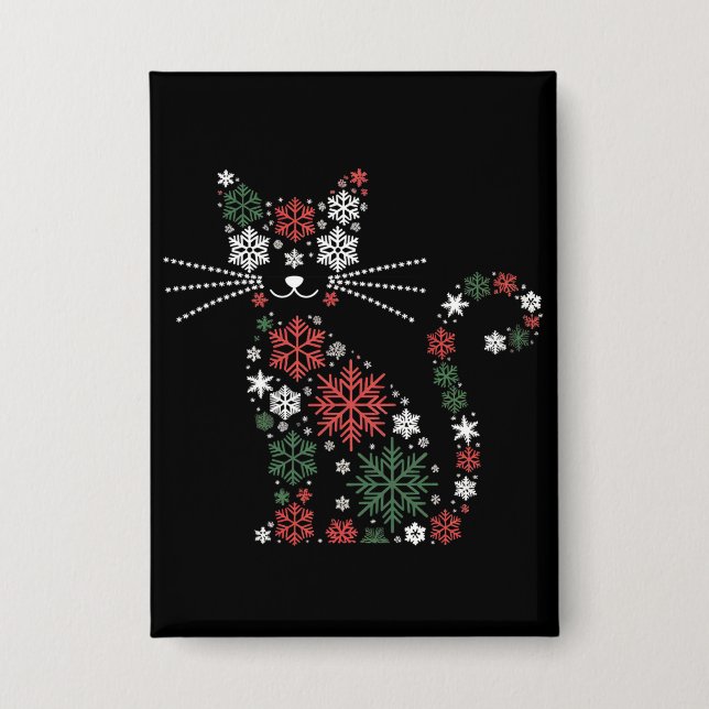 Christmas Cat Made up Snowflakes Funny Cats Button (Vorderseite)