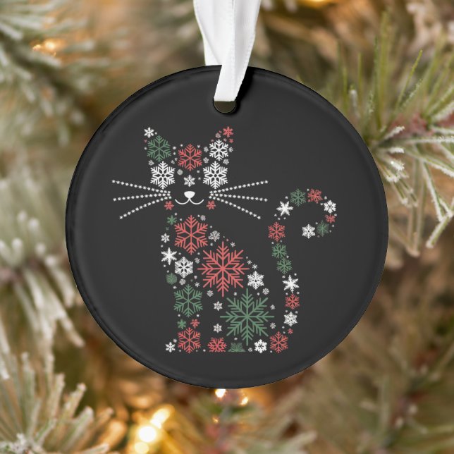 Christmas Cat Made up Snowflakes Funny Cats Ornament (Baum)