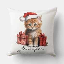 Christmas Cat Pillow Kissen