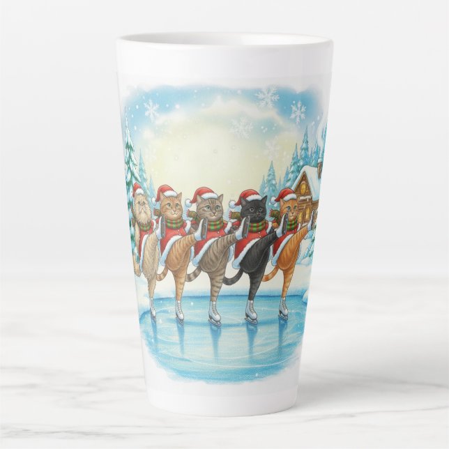 Christmas Cat Skaters, Latte Mug Milchtasse (Vorderseite)