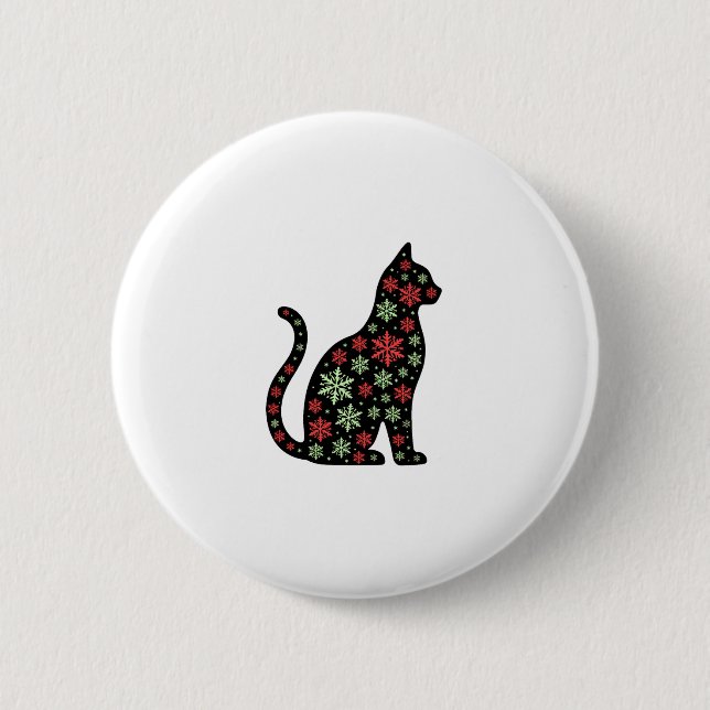 Christmas Cat T - Shirt Button (Vorderseite)