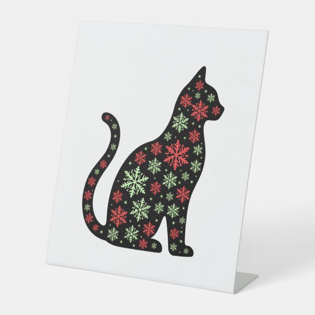 Christmas Cat T-Shirt Sockelschild (Vorderseite)