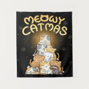 Christmas Cat Tree Blanket Wandteppich