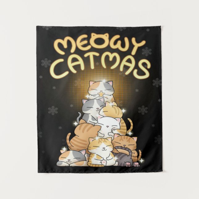 Christmas Cat Tree Blanket Wandteppich (Vorderseite)