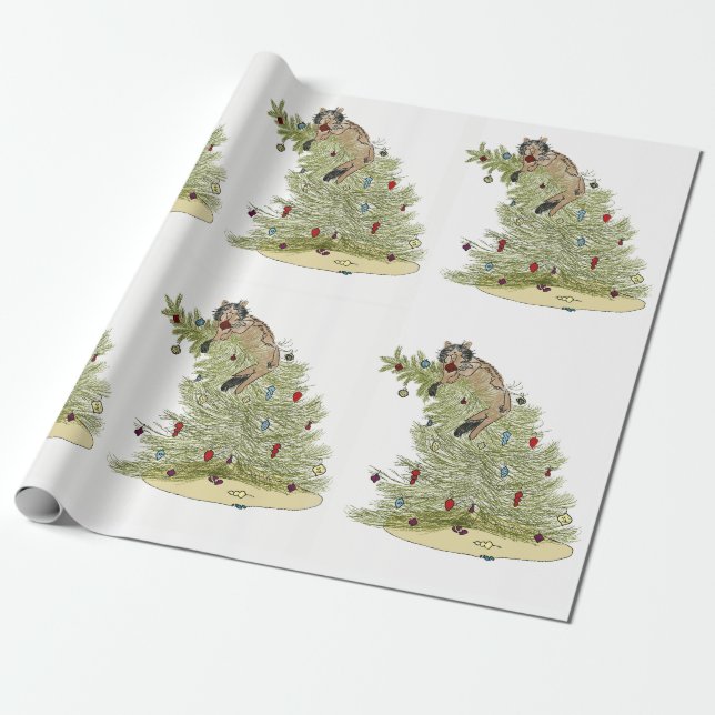 CHRISTMAS CAT WRAPPING PAPER  GESCHENKPAPIER (Ungerollt)
