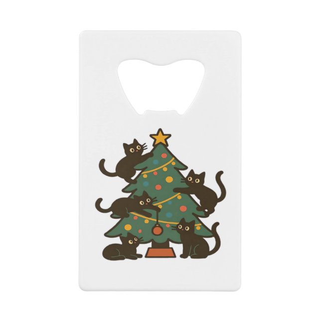 Christmas Cats Around The Tree Holiday Classic Geldbeutel Flaschenöffner (Vorderseite)