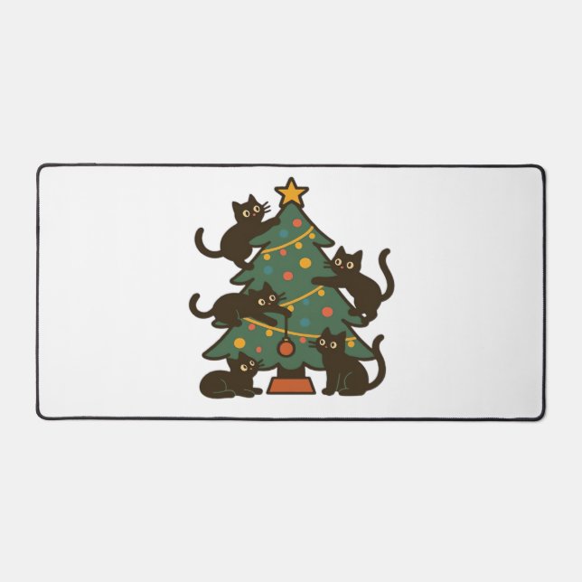 Christmas Cats Around The Tree Holiday Classic Schreibtischunterlage (Vorderseite)