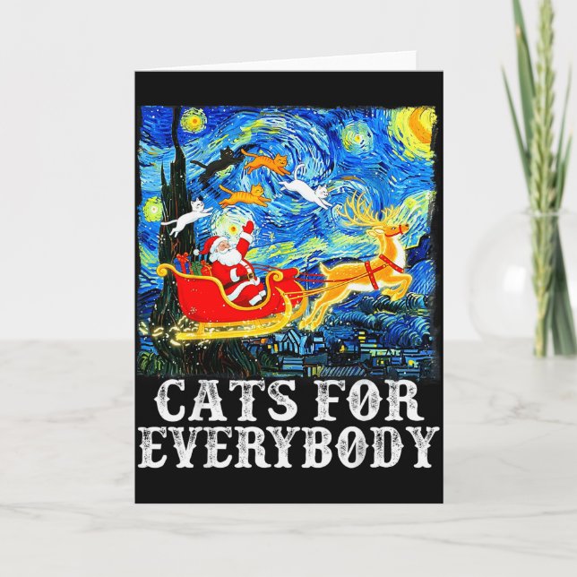 Christmas Cats For Everybody Funny Santa Starry Ni Karte (Vorderseite)