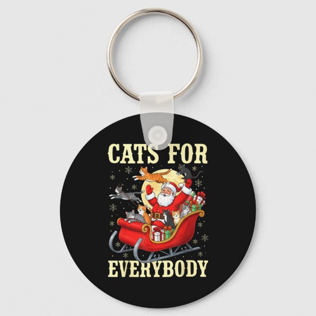 Christmas Cats For Everybody Santa Lover Holiday  Schlüsselanhänger (Vorderseite)