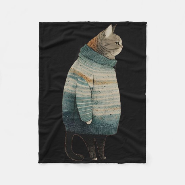 Christmas Cats Fun Kitten Pet Fat Gray Cat In  Fleecedecke (Vorderseite)