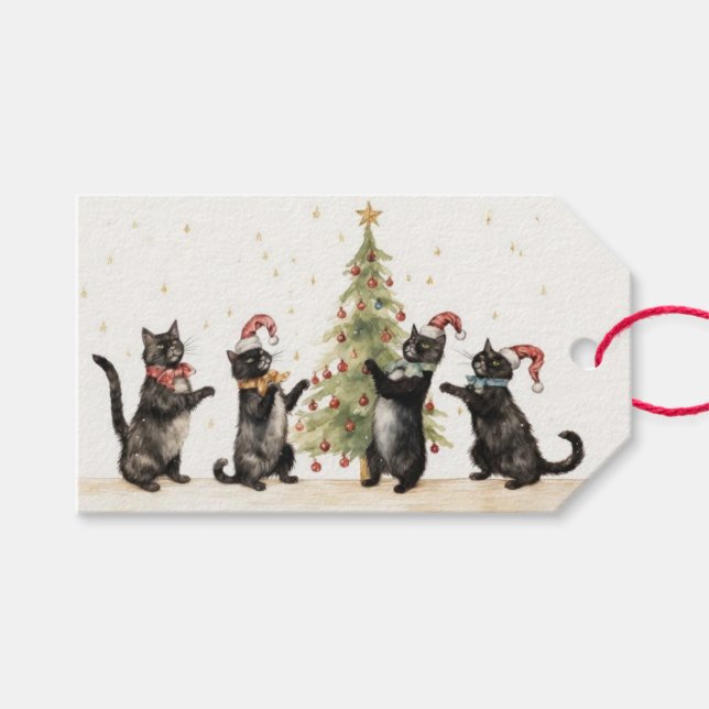 Christmas Cats Geschenkanhänger (Vorderseite (Horizontal))