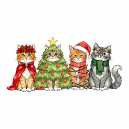 Christmas Cats in Costume Freistehende Fotoskulptur