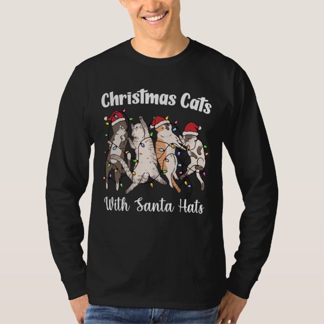 Christmas Cats with Santa Hats Cute Funny Holiday T-Shirt (Vorderseite)