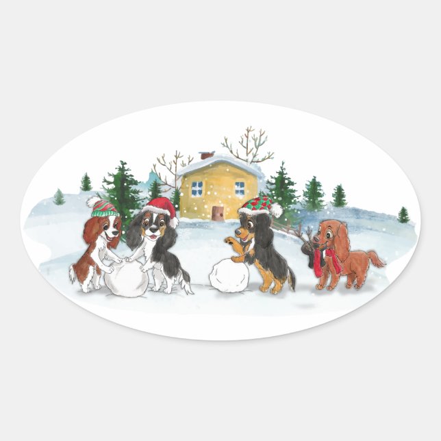 Christmas Cavalier King Charles Spaniel Aufkleber (Vorderseite)