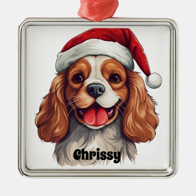 CHRISTMAS CAVALIER KING CHARLES SPANIEL DOG ORNAMENT AUS METALL (Vorne)