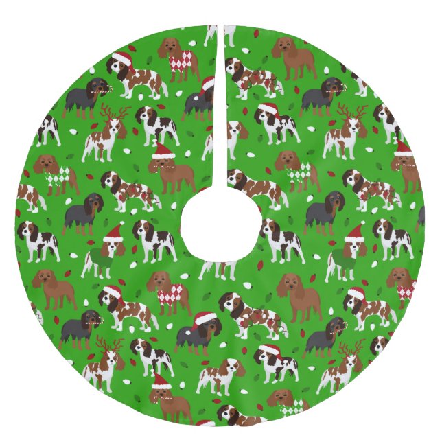 Christmas Cavalier King Charles Spaniel Polyester Weihnachtsbaumdecke (Vorderseite)