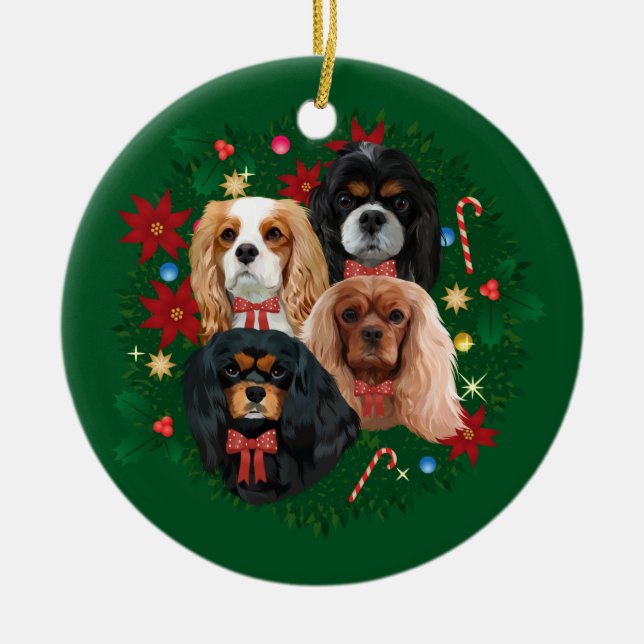 Christmas Cavalier King Spaniel Ornaments Keramik Ornament (Vorne)