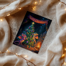 Christmas Cave Dragons – Warm Holiday Wishes Karte