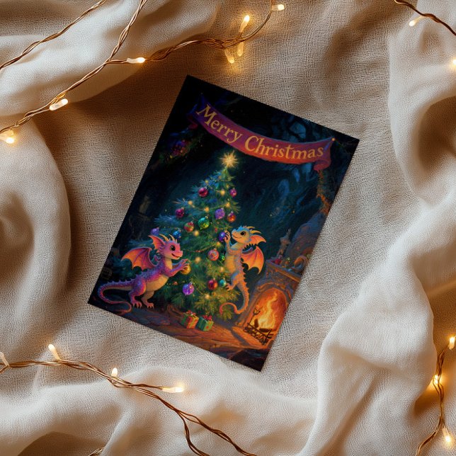 Christmas Cave Dragons – Warm Holiday Wishes Karte (Von Creator hochgeladen)