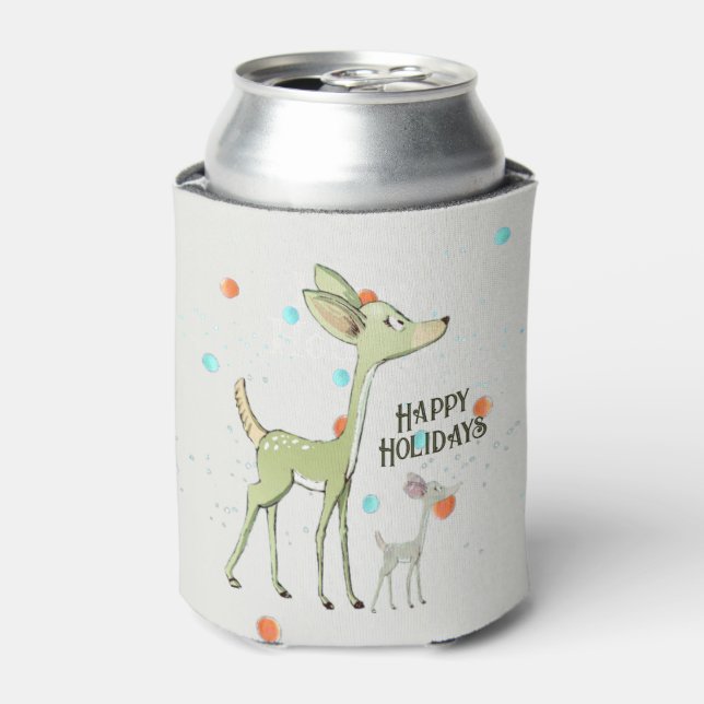 Christmas Celebration Green Deers Holidays Cute Dosenkühler (Kanne Vorderseite)