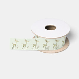 Christmas Celebration Green Deers Holidays Cute Satinband