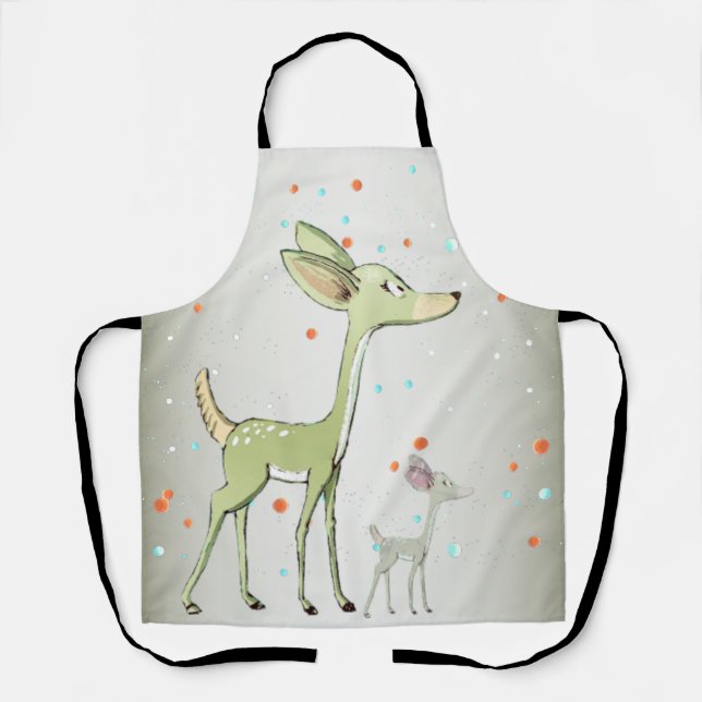 Christmas Celebration Green Deers Holidays Cute Schürze (Vorderseite)