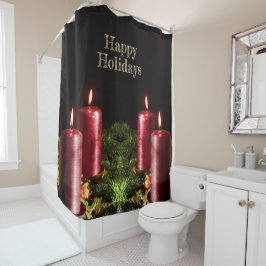 Christmas Celebration Red Candles Winter Holidays Duschvorhang