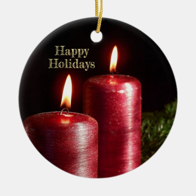 Christmas Celebration Red Candles Winter Holidays Keramik Ornament (Vorne)