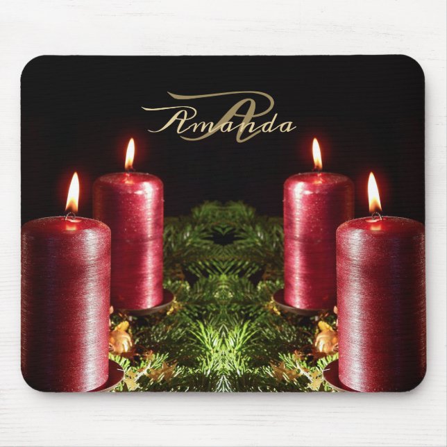 Christmas Celebration Red Candles Winter Holidays Mousepad (Vorne)