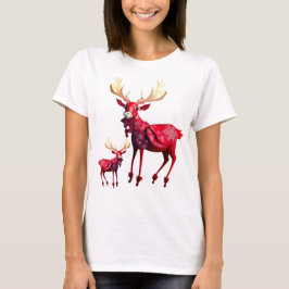 Christmas Celebration Red Reindeers Stylish T-Shirt