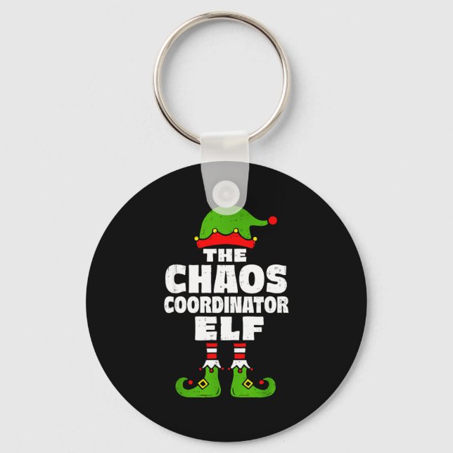 Christmas Chaos Coordinator Elf Funny Xmas Holiday Schlüsselanhänger (Vorderseite)