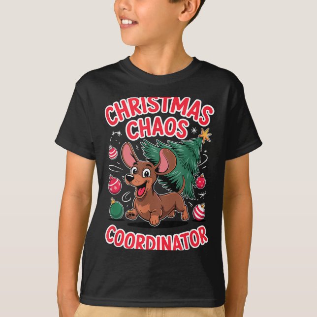Christmas Chaos Coordinator Xmas Puppy Funny Dachs T-Shirt (Vorderseite)