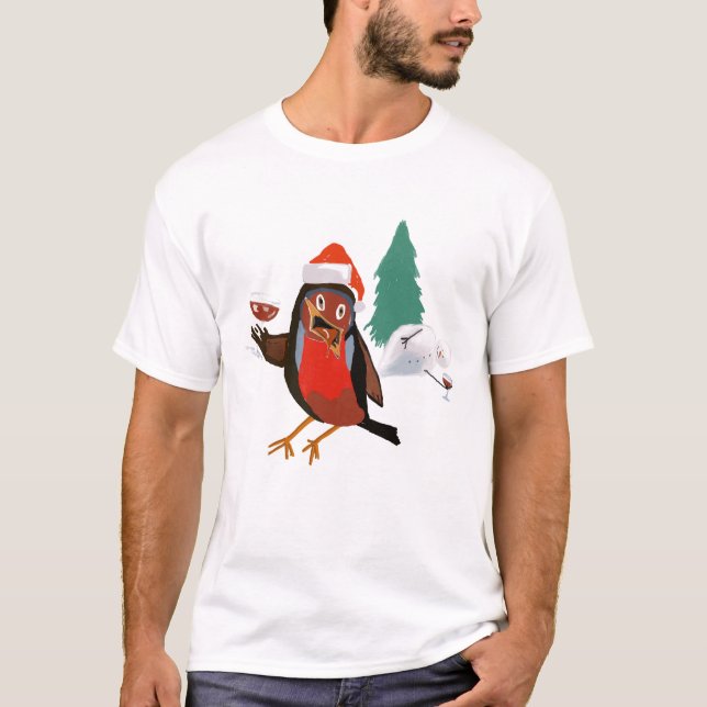 Christmas Cheers Robin on men's t-shirt (Devant)