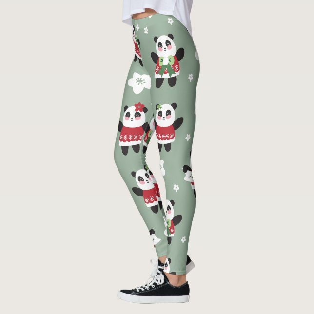 Christmas Cherry Blossom Panda Leggings (Links)