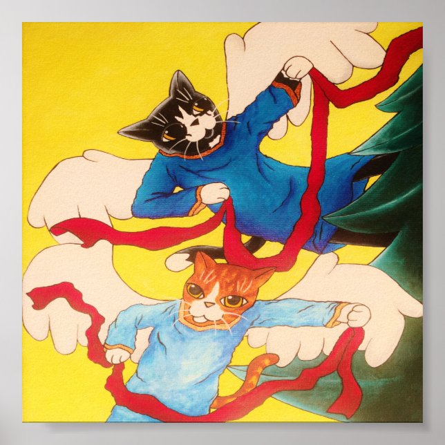 Christmas Cherub Angel Cats Poster (Vorne)