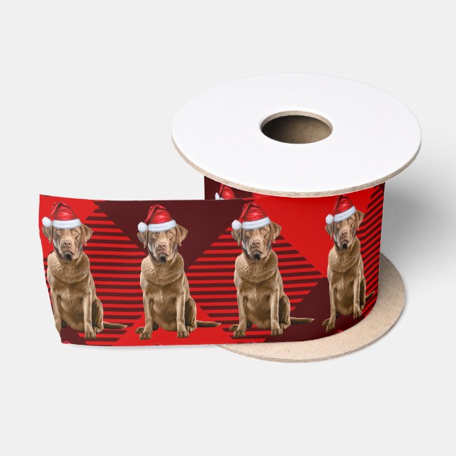 Christmas Chesapeake Bay Retriever Red Kariert Satinband (Spule)