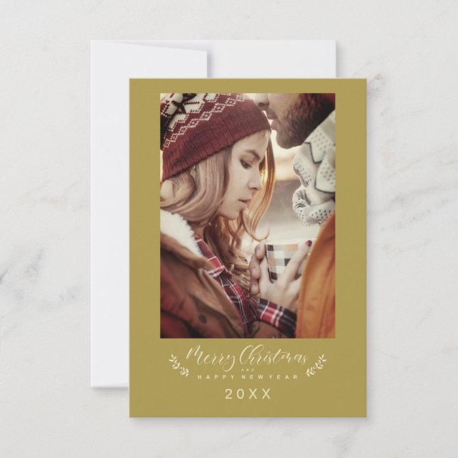 Christmas Chic Modern Calligraphy Custom Photo Mitteilungskarte (Vorderseite)