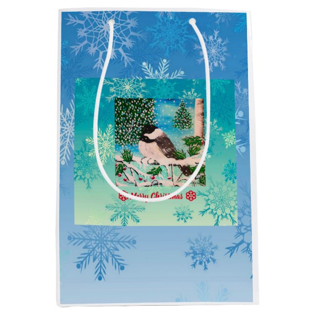 Christmas Chickadee Chatter Mittlere Geschenktüte (Vorderseite)