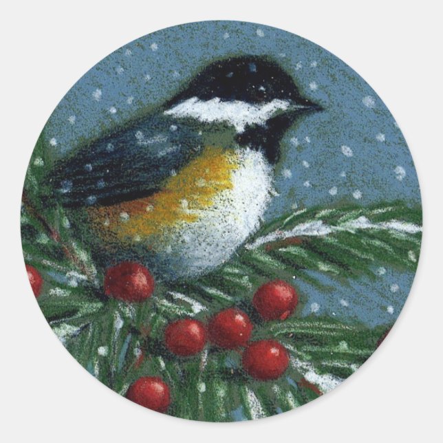 CHRISTMAS: CHICKADEE: STICKER (Vorderseite)