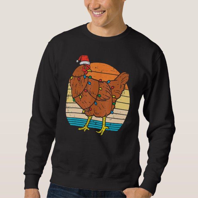 Christmas Chicken Hen Santa Hat Farmer Xmas Farm M Sweatshirt (Vorderseite)