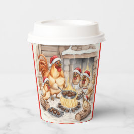 Christmas Chickens Roasting Chestnuts, Cups Pappbecher