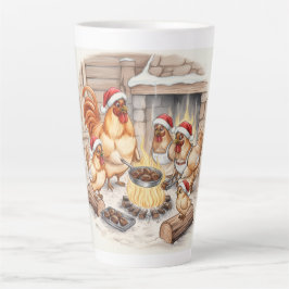 Christmas Chickens Roasting Chestnuts, Latte Mug Milchtasse