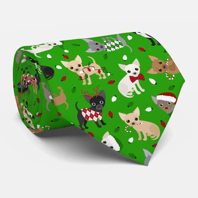 Christmas Chihuahua All Coats Neck Tie Krawatte (Gerollt)