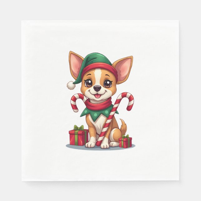 Christmas Chihuahua Cheer Serviette (Vorderseite)