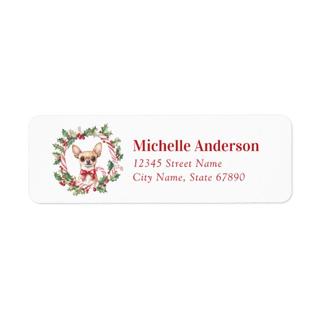 Christmas Chihuahua Dog Rücksendeadressen-Aufklebe (Vorne)